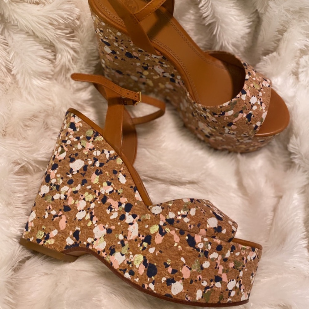 Tory Burch open toe platform /wedge sandals.